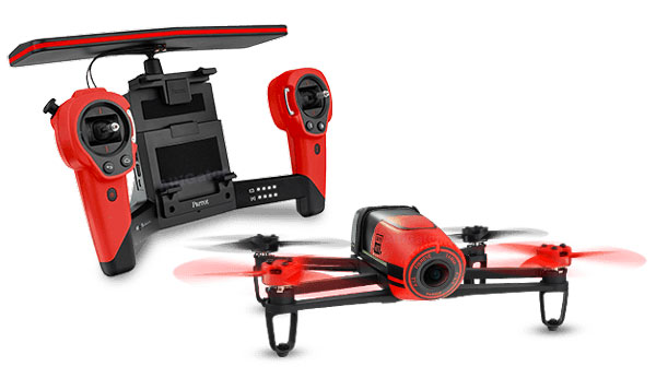 Parrot Bebop drone with its Skycontroller radio-control